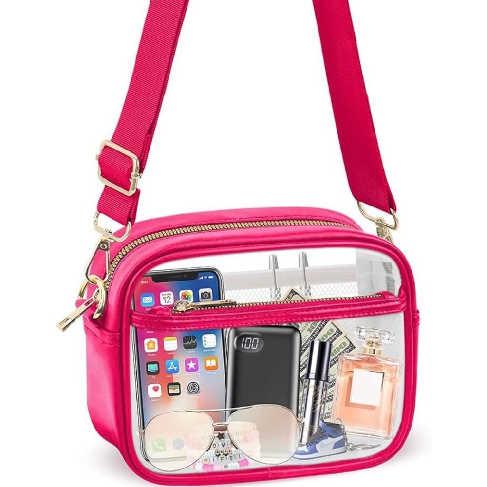 Clear Small Pink Shoulder or Crossbody Bag